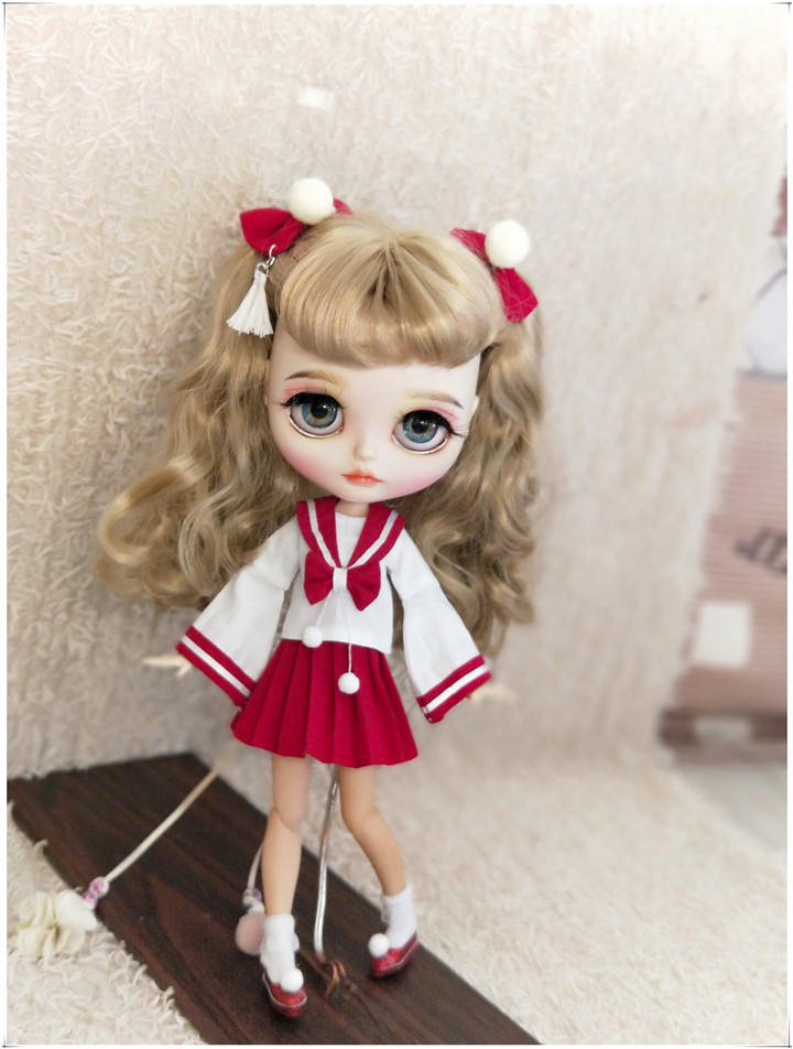 Japanese Girl Lifestyle - 2 ชิ้น/เซ็ตแฟชั่นจีบกระโปรงสไตล์ญี่ปุ่นโรงเรียนชุดกะลาสีสําหรับ Blyth Kurhn 1/6 ตุ๊กตาอุปกรณ์เสริม