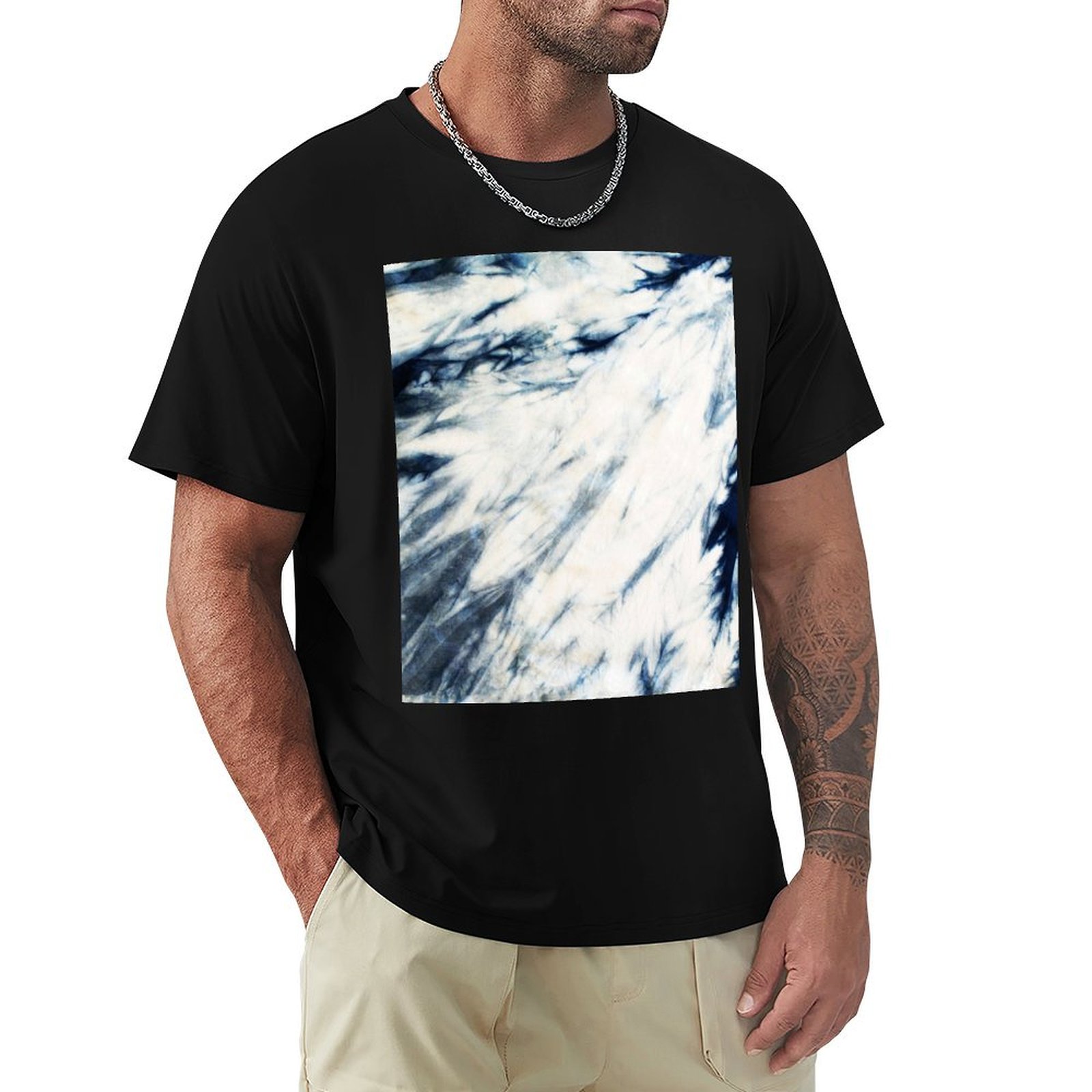 Shibori Tie Dye - เสื้อยืดลายมัดย้อมสีน้ำเงินอินดิโก้ลายหินอ่อน Shibori เหมาะสำหรับวันหยุดและเข้ากับทุกชุด