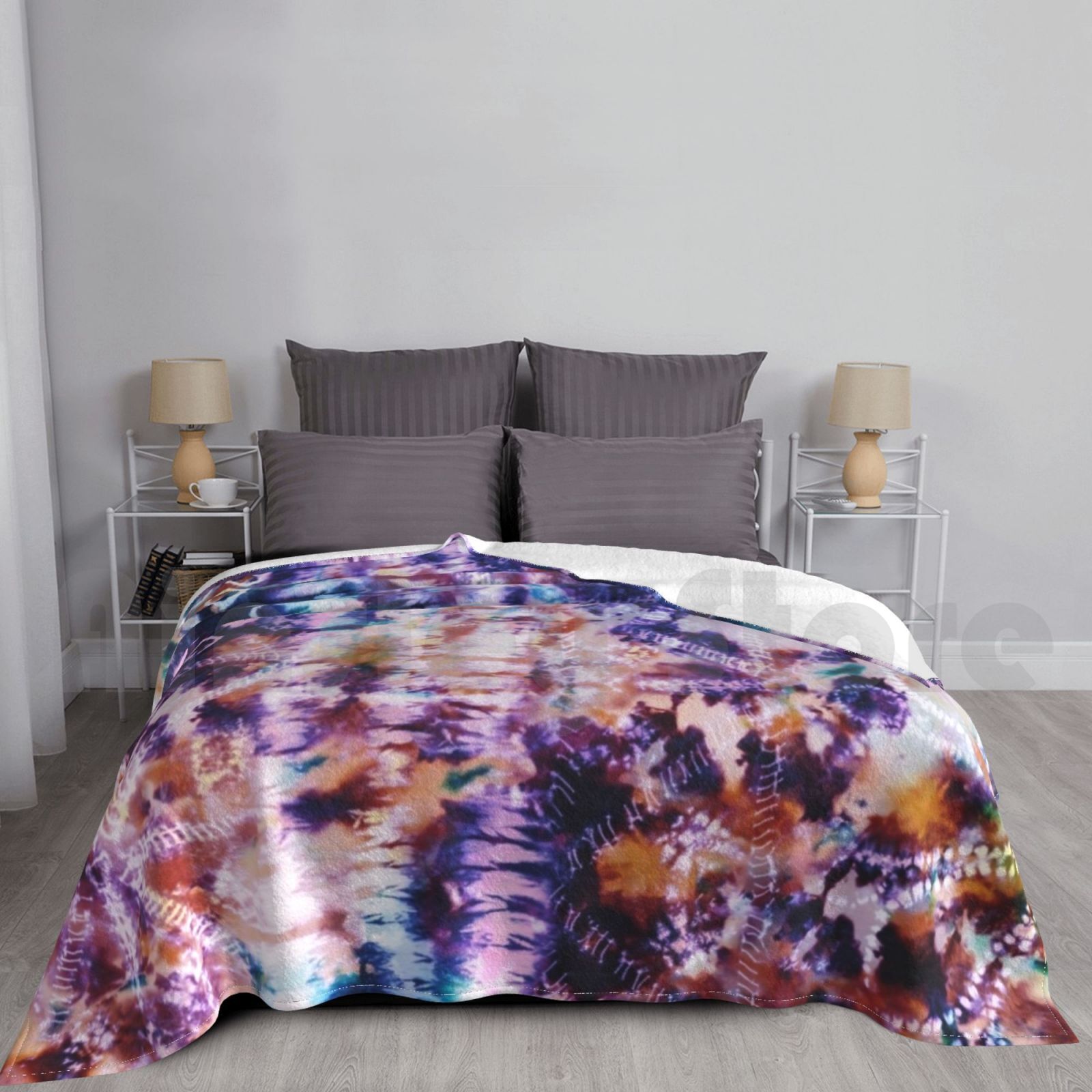 Shibori Tie Dye - ผ้าห่มลายมัดย้อมชิบอริ ลายทิวทัศน์ทะเล แฟชั่นผ้ามัดย้อมสีรุ้ง ลายวนวนแบบแอซิด ลายรถไฟเหาะ ลายม้าหมุน