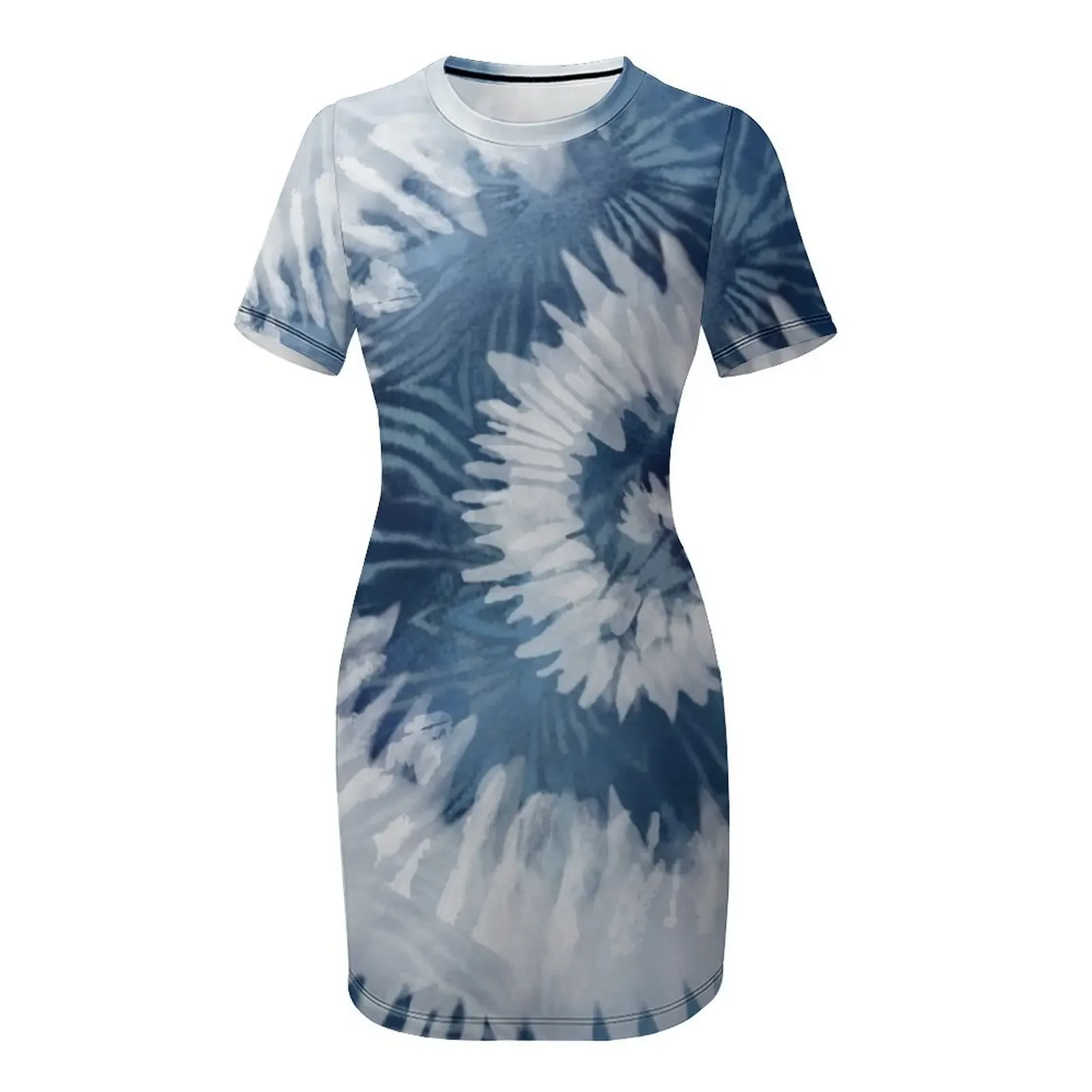 ชุดเดรสแขนสั้นลายมัดย้อมสีคราม - Shibori Tie Dye บทวิจารณ์และราคา